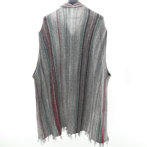 Free People β’ Fringe Boho WOOL Blend Poncho Sweater Duster Wrap Coat M-L - Picture 4 of 12